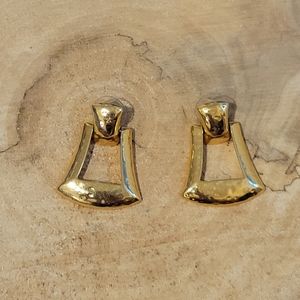 MONET Signed Earrings Stud Hammered Gold Vintage 80s
